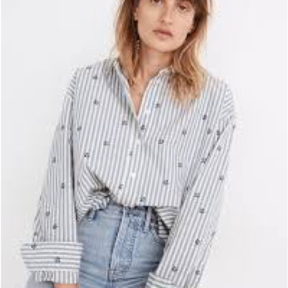 Madewell Floral Painter Shirt in Stell Stripe